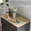 Buffet avec comptoir en bois massif, armoire de rangement de cuisine moderne, armoire à café avec 2 tiroirs, portes et tablette réglable, noir vieilli