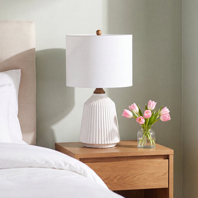 Teasley Ceramic Table Lamp, White