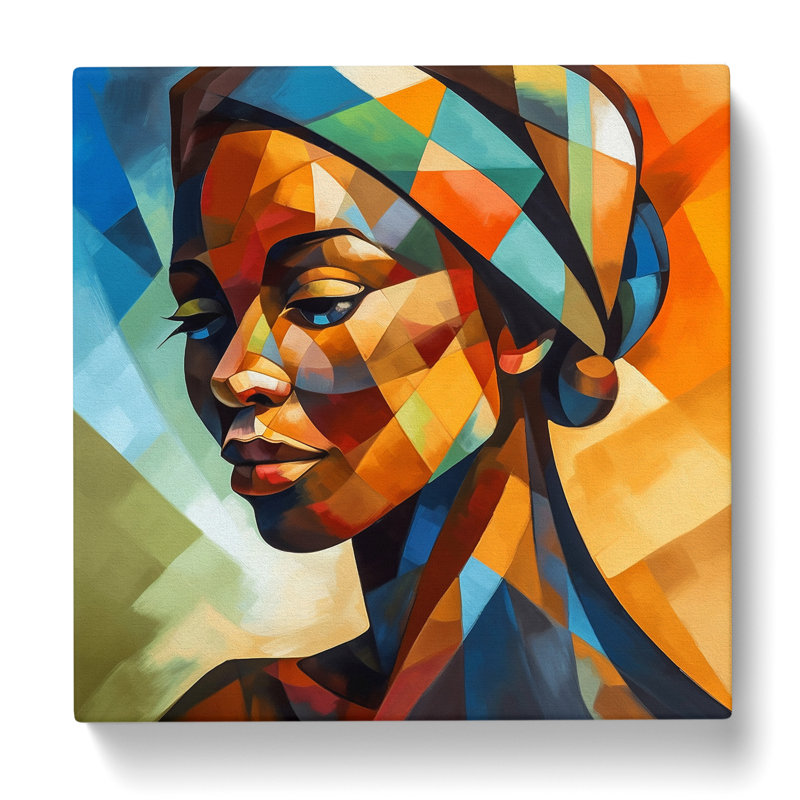 African Woman Cubism No.2 - Wrapped Canvas - Framed Print, 35cm H x 35cm W x 3cm D