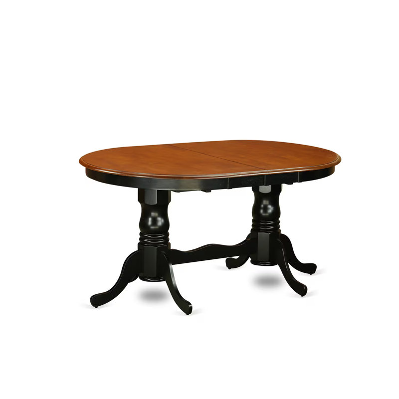 L'ensemble de table de cuisine 5 pièces pour 4 personnes comprend une table de salle à manger ovale avec rallonge papillon et 4 chaises de salle à manger, babeurre cerise