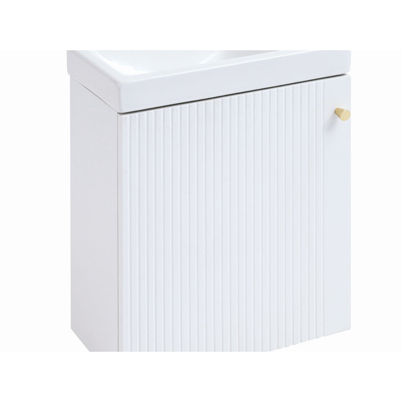 16 " W Free Standing Wall Mounted 1 Single Vanity Bathroom Vanity With Ceramic Top, White