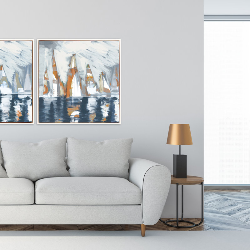 Out of the Mist II Coastal Glass Print with White Wood Frame