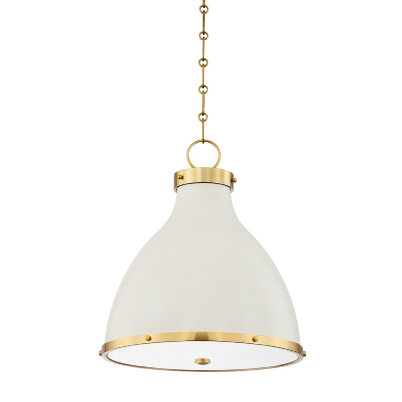 Aged Brass 3-Light Shaded Pendant with Metal Shade