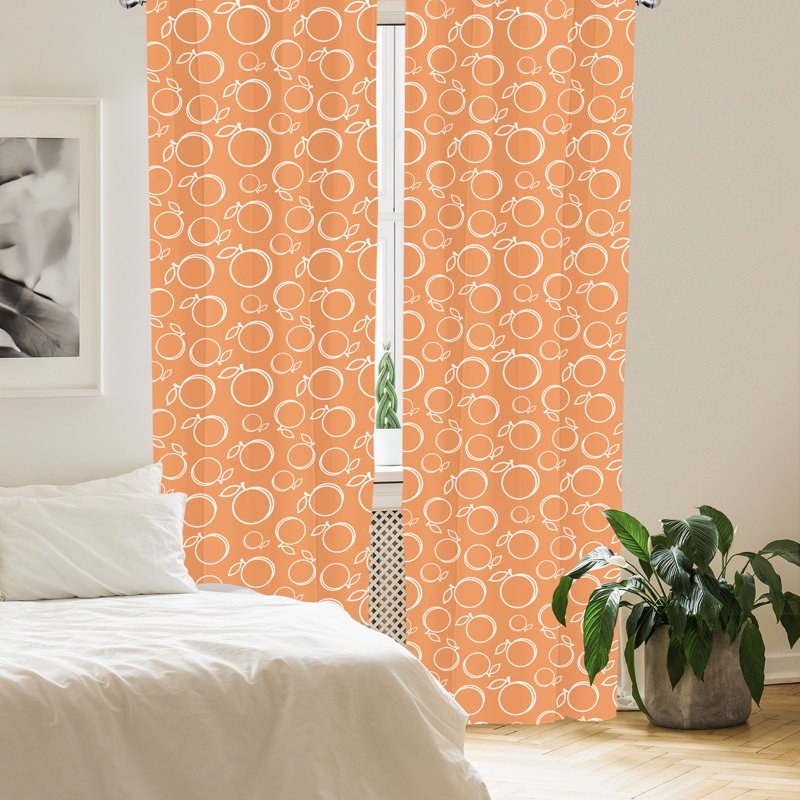 Turtle Semi-Sheer Rod Pocket Curtain Panels, 28" x 84", Orange