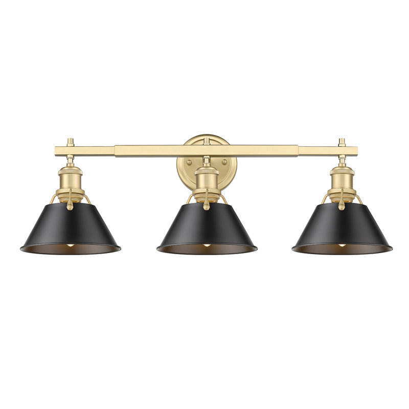 Felda 3-light fixture, Matte Black, Brushed Champagne Bronze