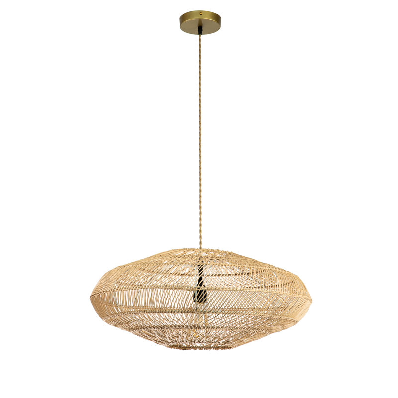 Grand luminaire suspendu en rotin naturel moderne