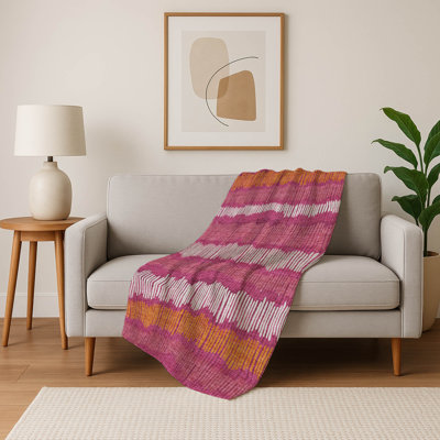 Addison Machine Washable Sherpa ASB889 Stripes Throw Blanket