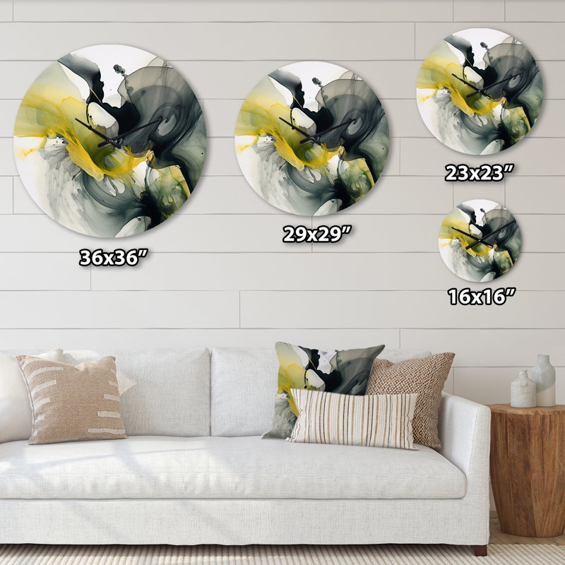 Horloge murale noire et jaune, Petit
