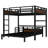 Full Over Full Metal Bunk Bed/Metal Loft Bed And Metal Platform Beds,With Raised Security Fence,Vintage Wood-Colored-1167150051-1167150048
