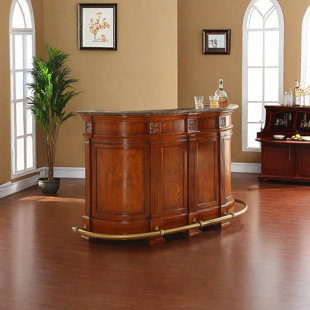 68.9"Retro Delicacy Solid Wood Bar Table With a Marble Top