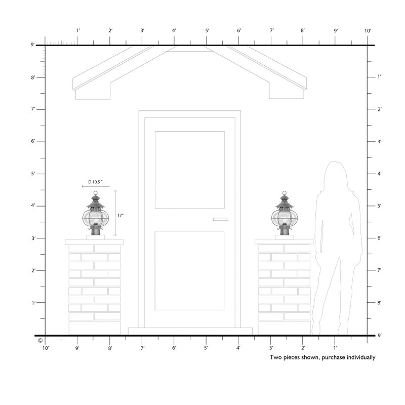 Shielo Transparent Lantern Head, 17" H x 7" W x 10.5" D, Flemish Brass