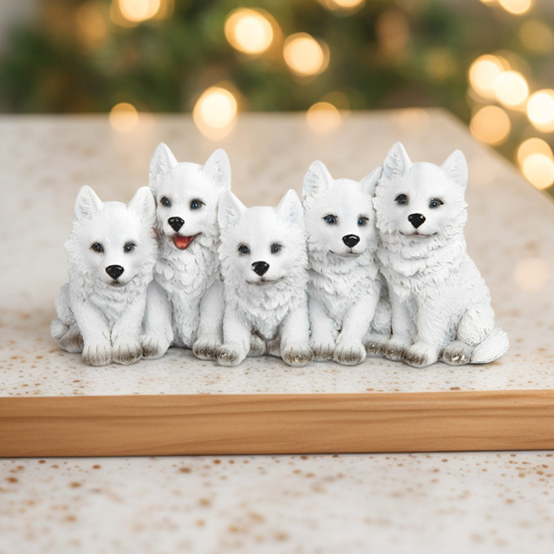 7"W Wolf Cubs Figurine