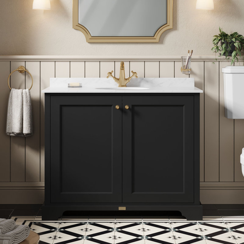 Bayswater Bathroom Vanity, Matt Black, 101.8cm W