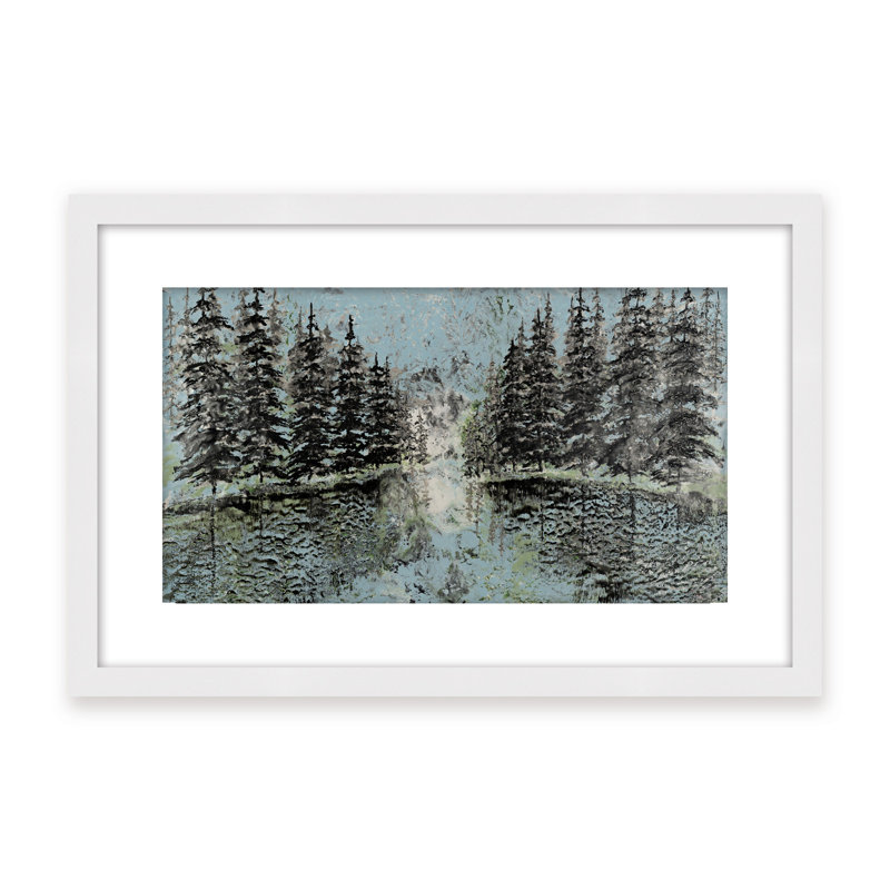 Nature Inspired "Evergreen Reflection" Canvas Wall Art By Karen Biery, 16" H x 24" W, Framed Canvas, White
