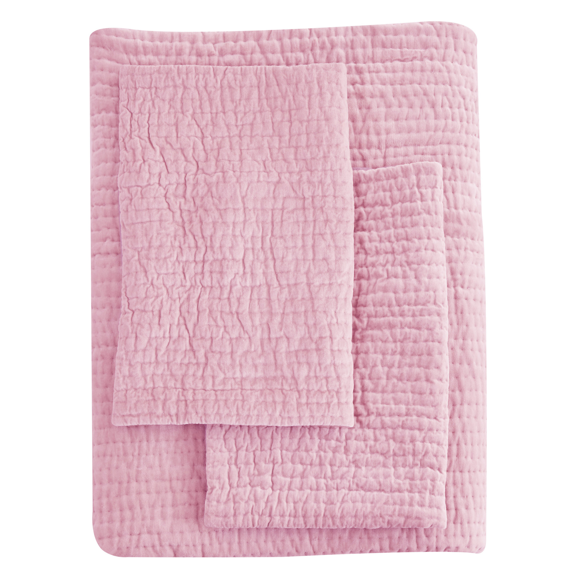 Chambord Velvet Quilt Set, King Quilt + 2 King Shams, Rose