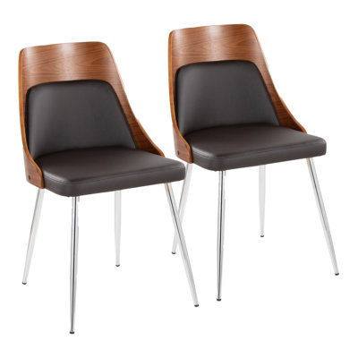  Aurika Faux Leather Dining Chair with Tapered Metal Legs