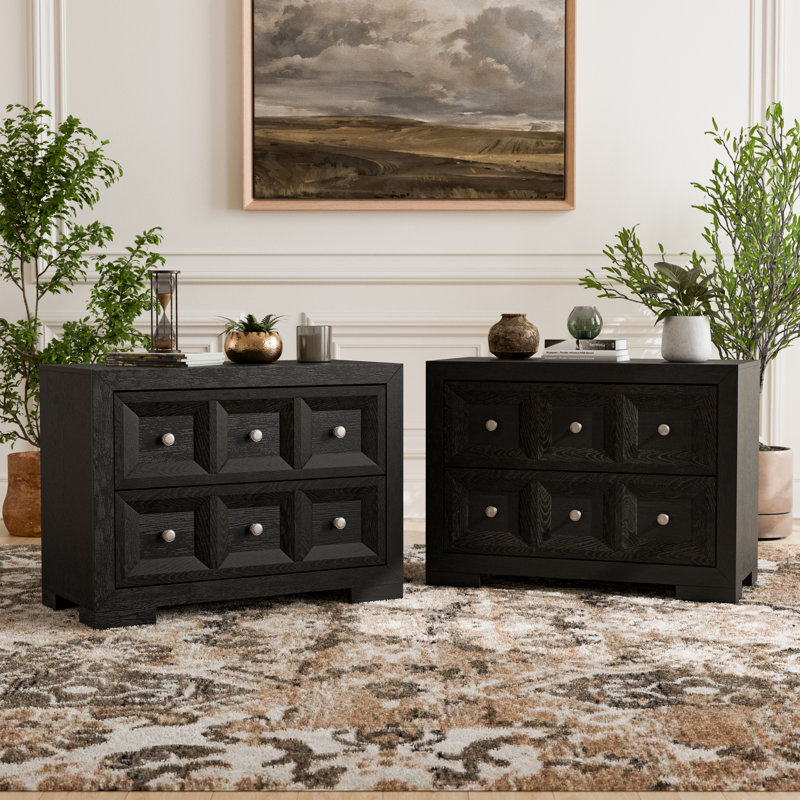 Schell 2-Drawer Nightstands (Set of 2), Black