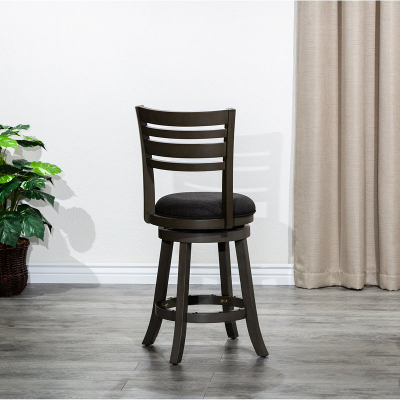 Siège pivotant à hauteur de comptoir gris vieilli de 24 po avec tissu gris anthracite - Confortable et moderne pour votre tabouret à la maison
