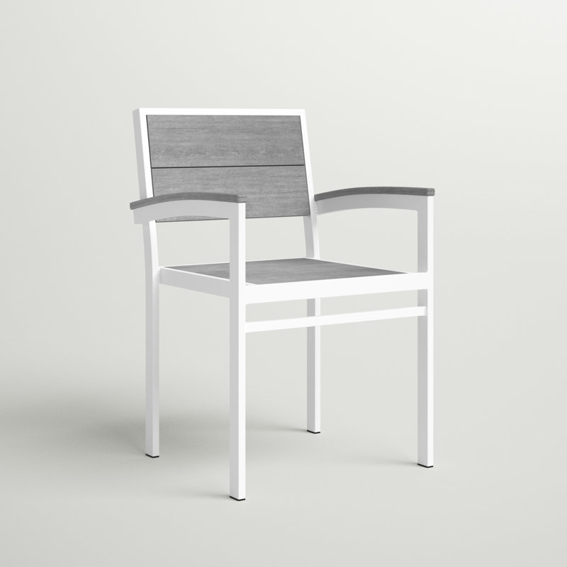 Chaise de patio empilable Reginald, Blanc / Bois flotté