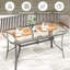 Table de patio/intérieur avec trou pour parasol de 4,3 cm (1,69 po), table de salle à manger rectangulaire en verre trempé de 76 x 140 cm (30 x 55 po) pour 6 personnes, mobilier de jardin en métal, résistant aux intempéries, pour patio, jardin, cour arrière, bord de piscine (gris)-1579773401
