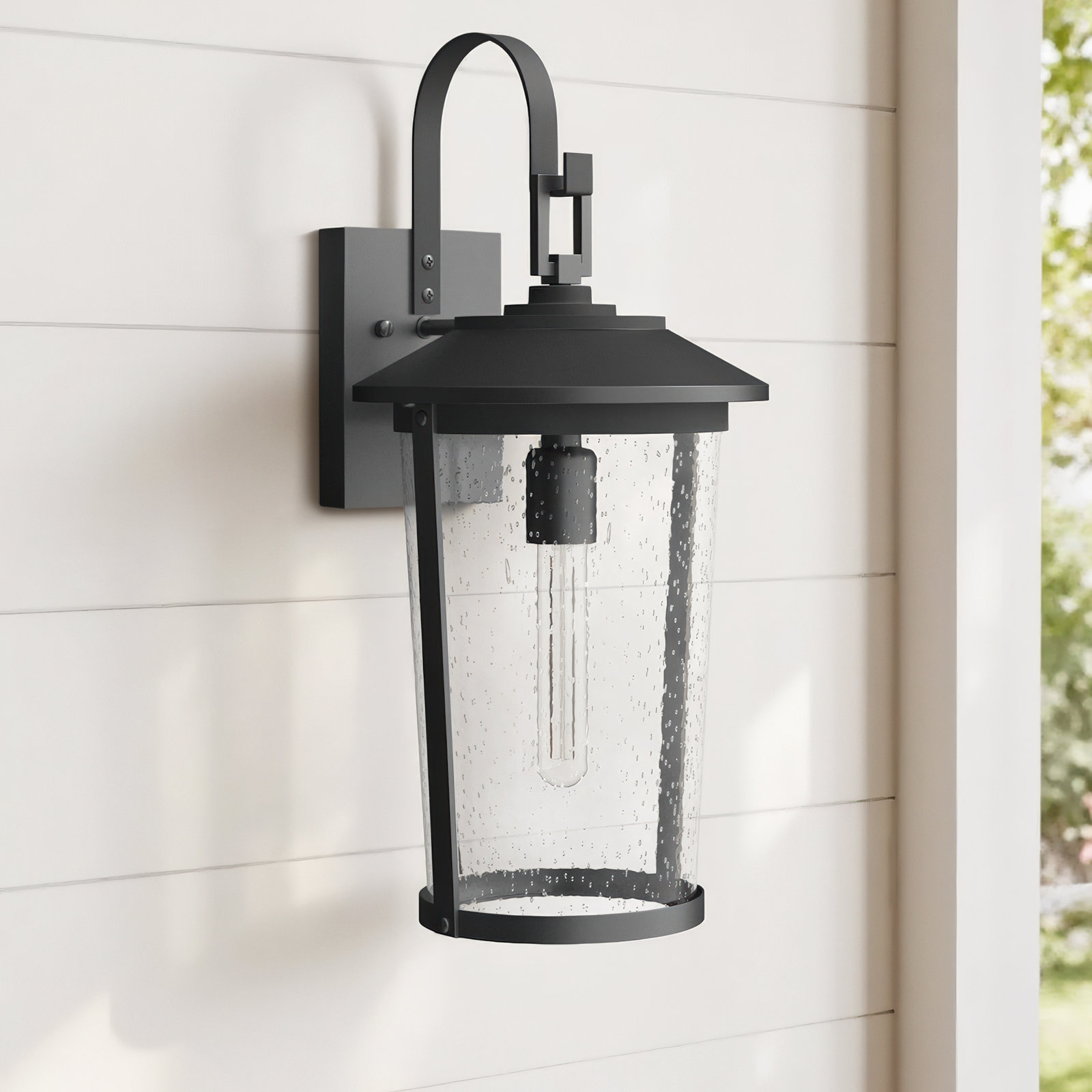 Seeded Glass Outdoor Wall Lantern, 22" H x 10.5" W x 11.7" D