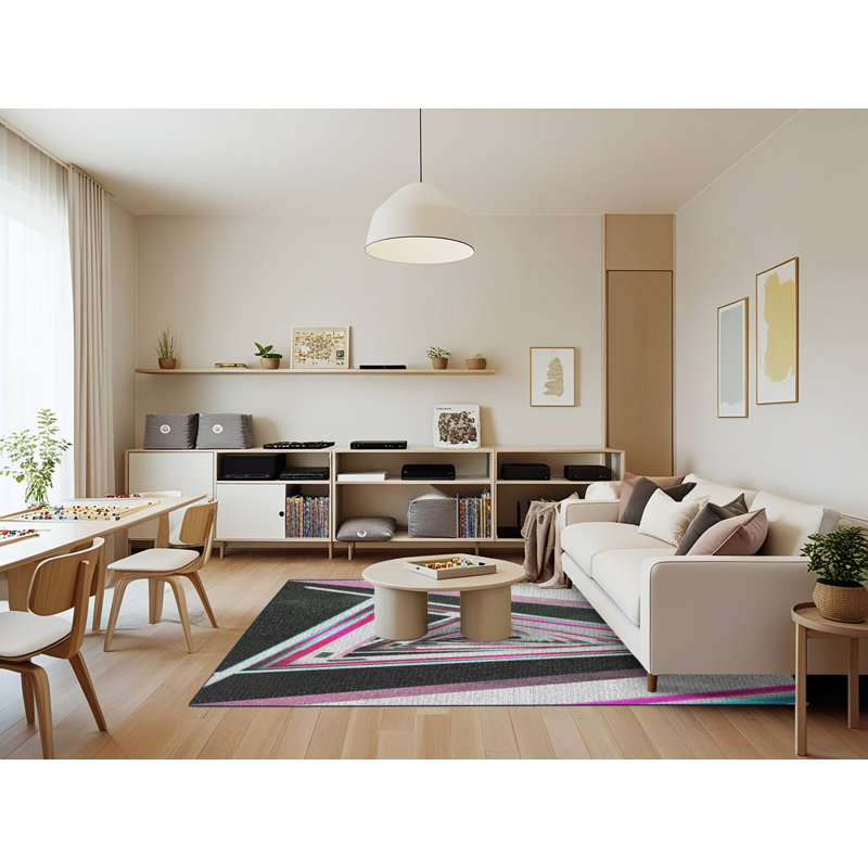Tapis décoratif rose, Rectangle 7 pi x 9 pi