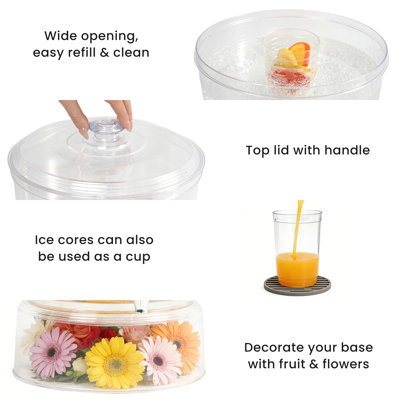 LISI 2-Tier Beverage Dispenser, 2 Gallon Stackable Drink Dispenser with Stand Ice Cores & Infusers, BPA-Free Clear Plastic Double Beverage Server for Parties, Events & Home Use