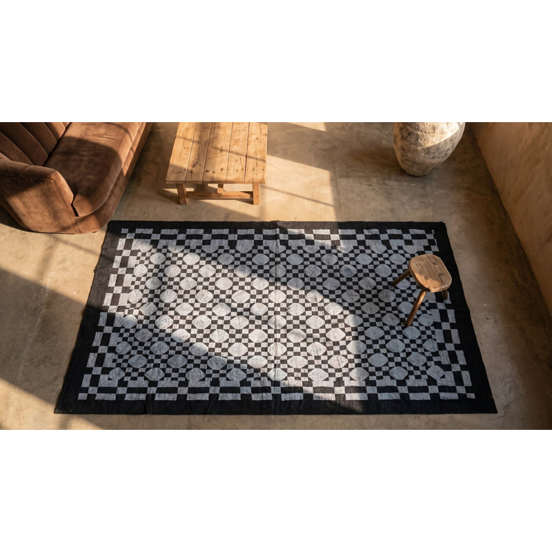 Antique Quilt Hallway Runner Wool Blue Rug
