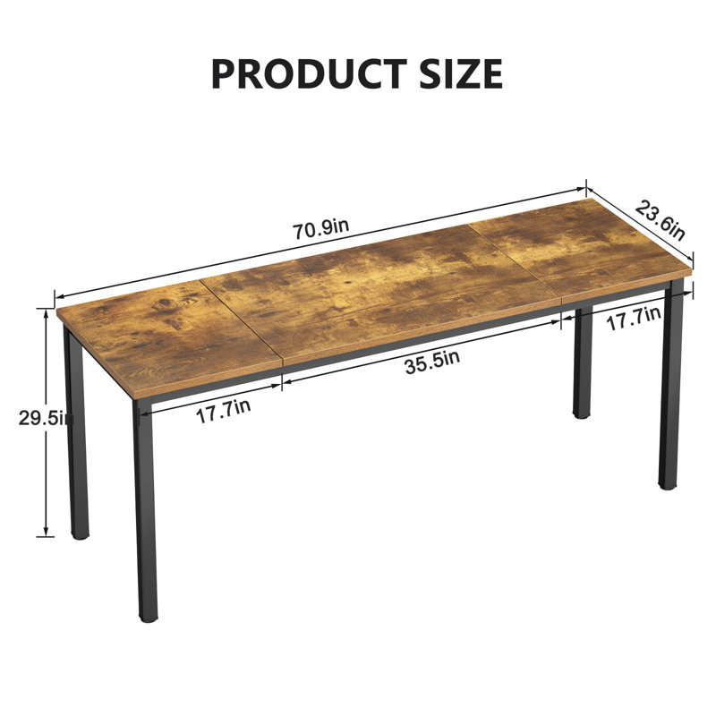 Pelaga Jahnna 70.9'' W Rectangle Writing Desk, Brown, 29.5" H x 70.9" W x 23.6" D