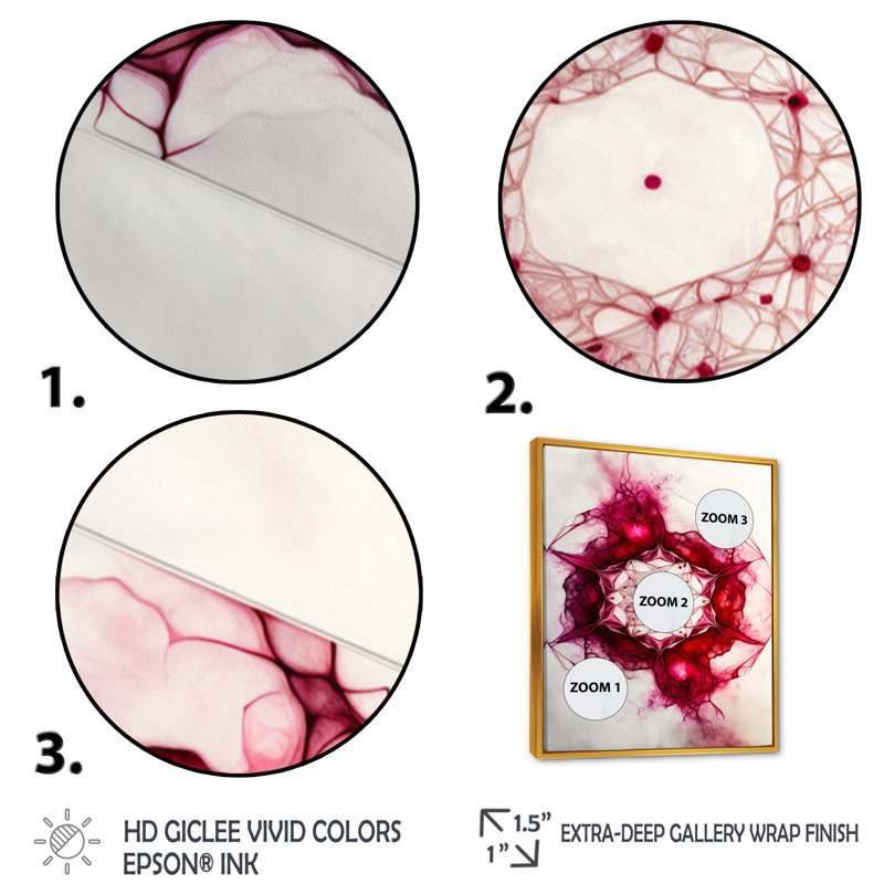 «Viva Magenta Secret Wispers V», reproduction sur toile, H 40 po x l 30 po x P 1,5 po, Toile à cadre flottant doré