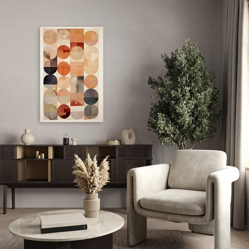 Treechild - Cercles pastel moderne abstrait aquarelle moderne géométrique, H 36 po x l 24 po