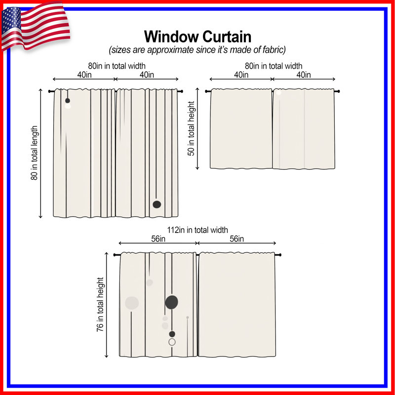 Rideaux abstraits abstraits et transparents - 2 panneaux, 40 po x 80 po - 2 panneaux, Obscurcissement de chambre
