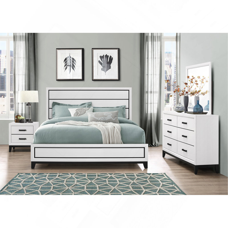 Commode de rangement avec tiroirs pour chambre à coucher moderne, commode avec rangement pour espace de vie, Blanc/Noir