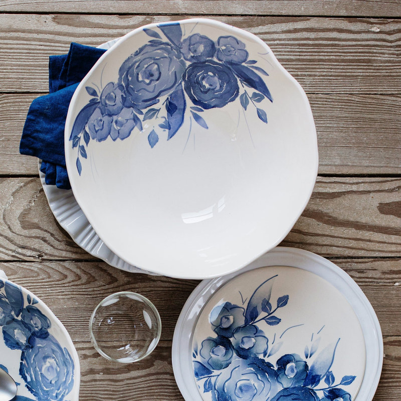 Bol de service bleu Camellia