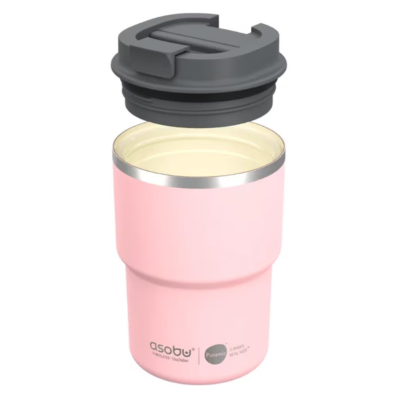 Asobu 355ml Double Wall Insulated Stainless Steel Travel Mug, Pink