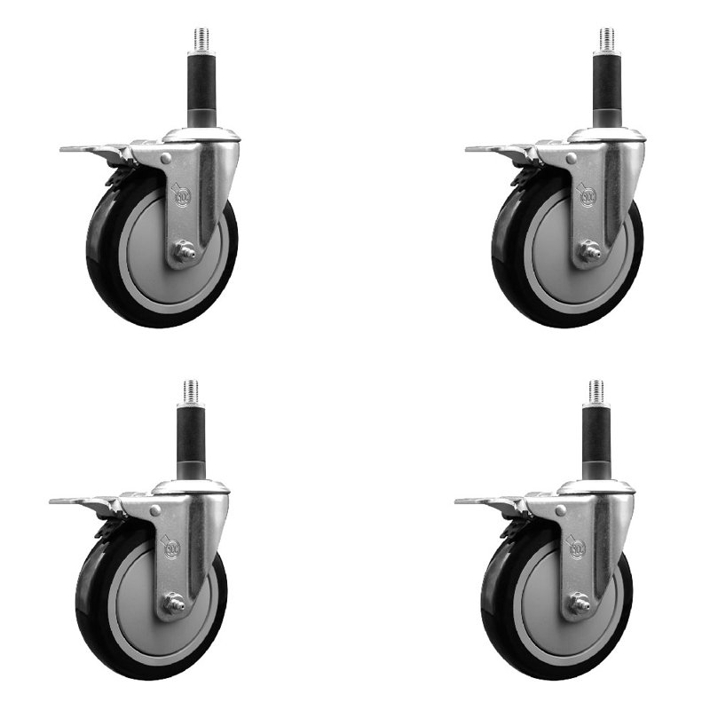 Jeu de roulettes extensibles 5 pouces 1 po, Noir