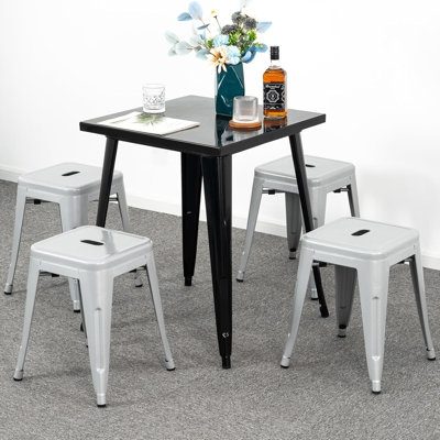 Juddson Counter Stool Set Of 4,18" Industrial Stackable Metal Bar Stools, Backless Metal Dining Chairs For Indoor Outdoor Kitchen Classroom