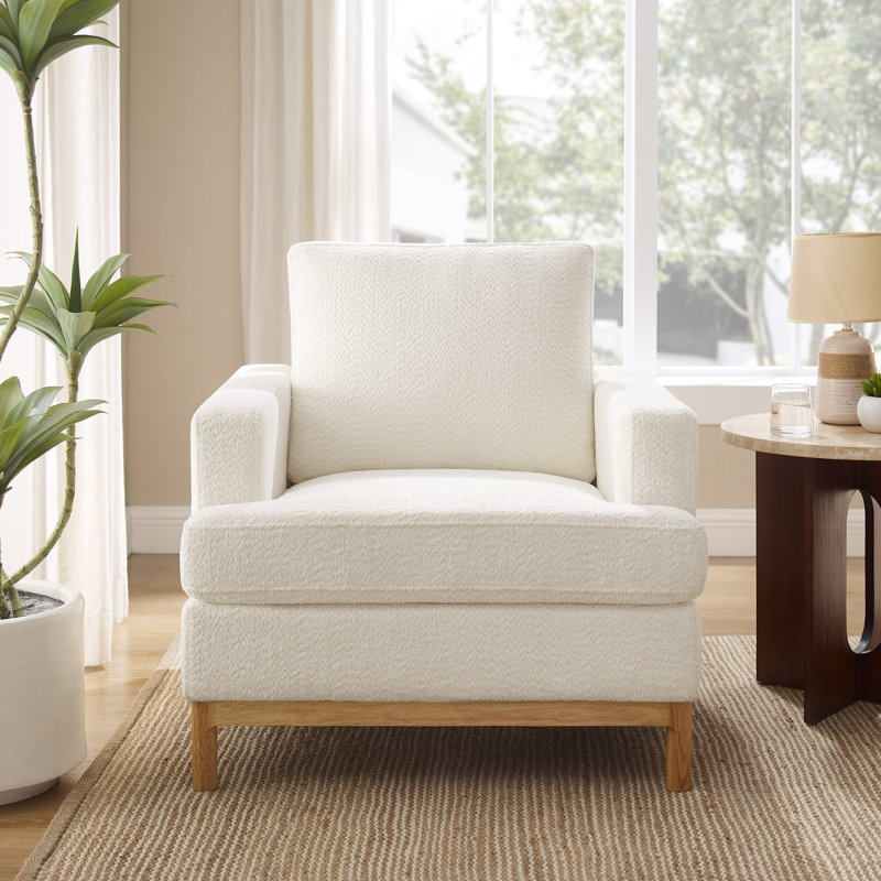 Deandrew 33.5'' Wide Accent Chair, White Boucle