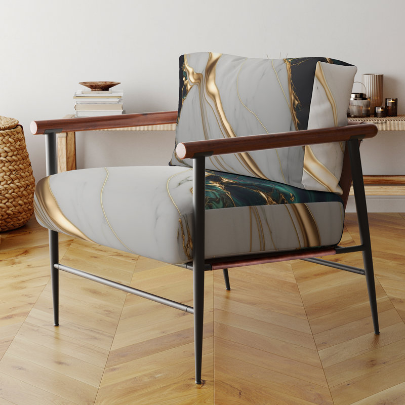 Crillon - Fauteuil d'appoint rembourré en marbre, Noir, noir, noir, noir