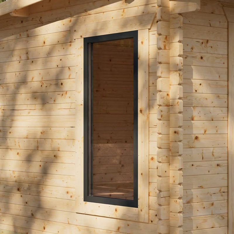 Powersheds 18 x 16ft Offset Apex Aluminium Sliding Door Log Cabin - 44mm
