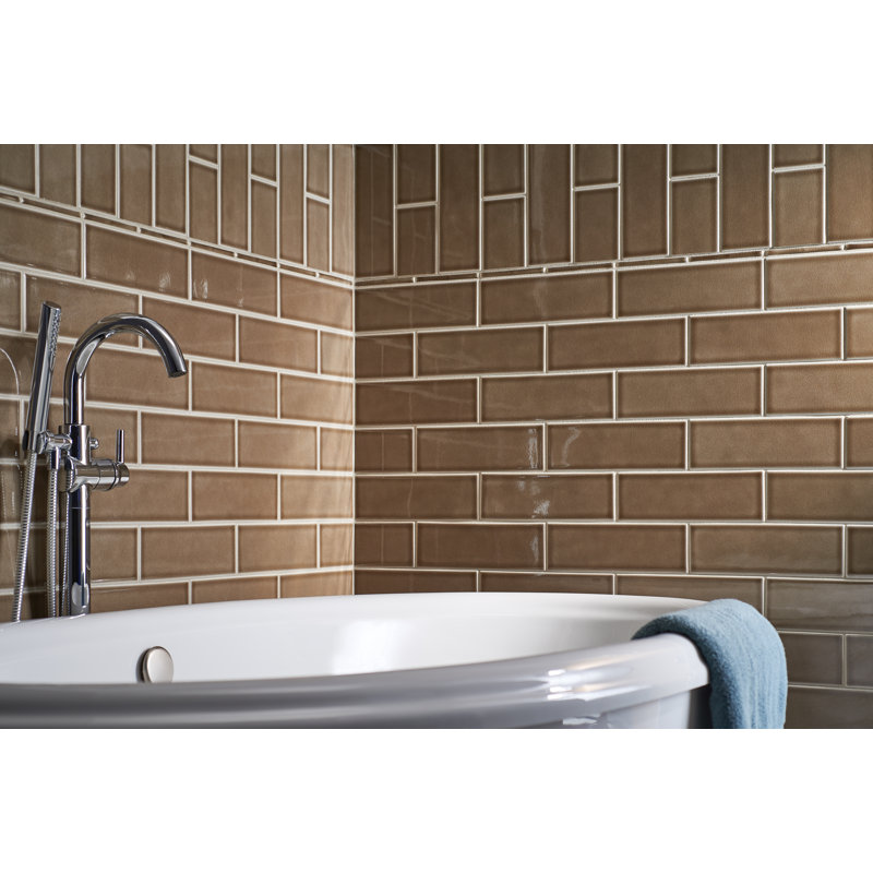 6" x 0.625" Ceramic Quarter Round Tile Trim, Morning Fog