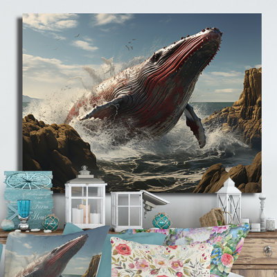 Baleine côtière en train de regarder hors de l'océan III - animaux, art mural en métal