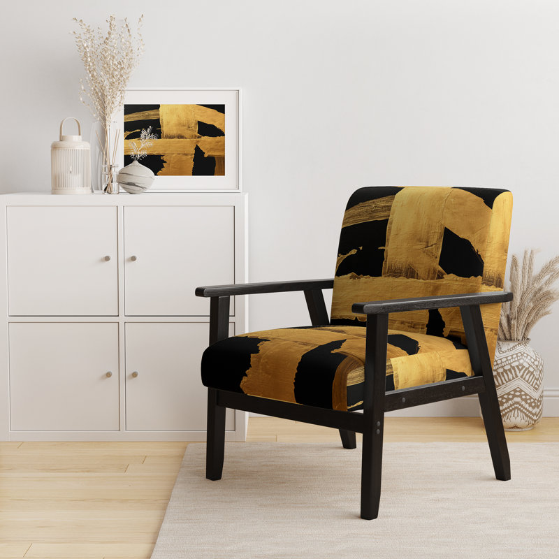 Crossing Paths II - Fauteuil d'appoint rembourré moderne, Mélange de polyester doré / noir