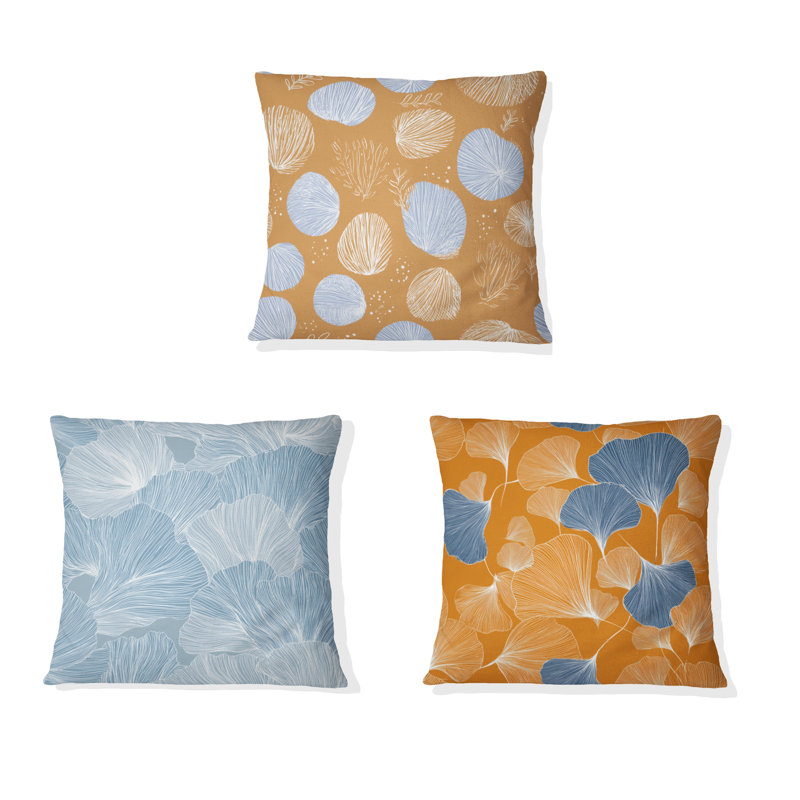 Ensemble de 3 coussins décoratifs côtiers à motif de coquillages de plage, H 20 po x l 20 po