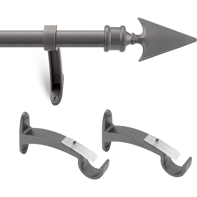 Ensemble de tringles à rideaux 12 pièces pour fenêtre et portes 36 à 66 pouces Deco Essential, 36 po-66 po, Noir