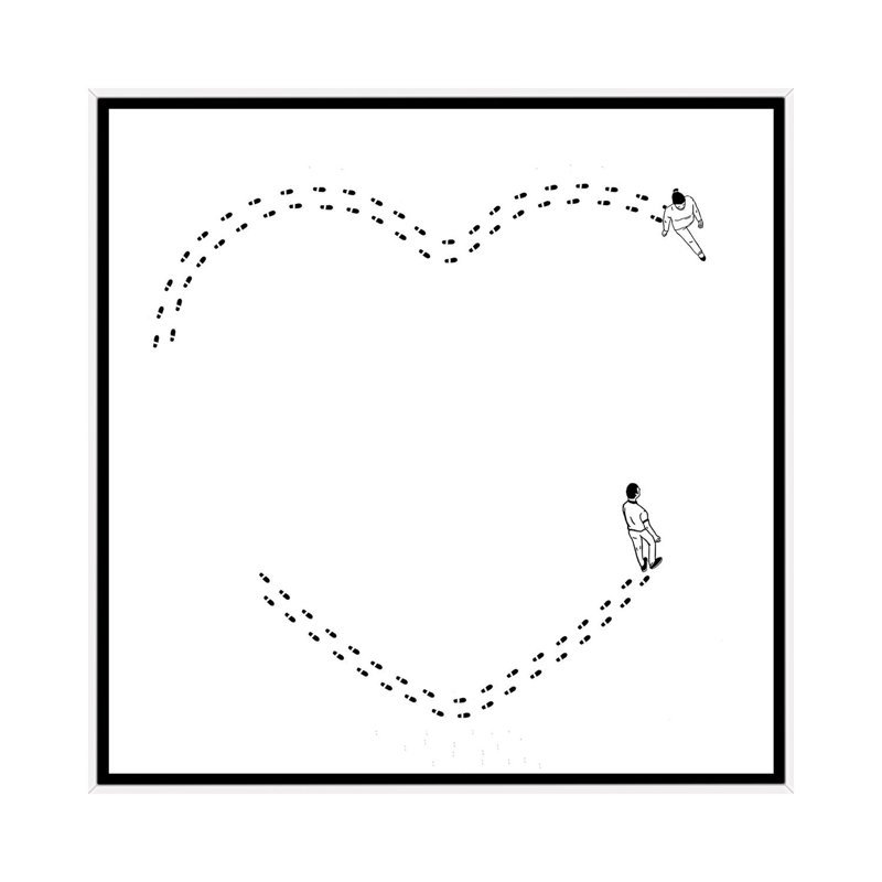 Love Is A Succession Of Common Steps by Filippo Spinelli - Print on Canvas, 66.04 cm H x 66.04 cm W, White Framed