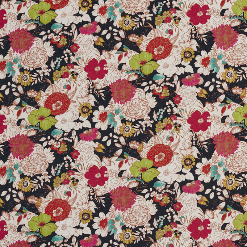 Tissu à imprimé floral, Rose / Vert
