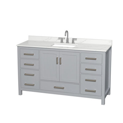 Sheffield 60" Freestanding Single Bathroom Vanity with Quartz Top