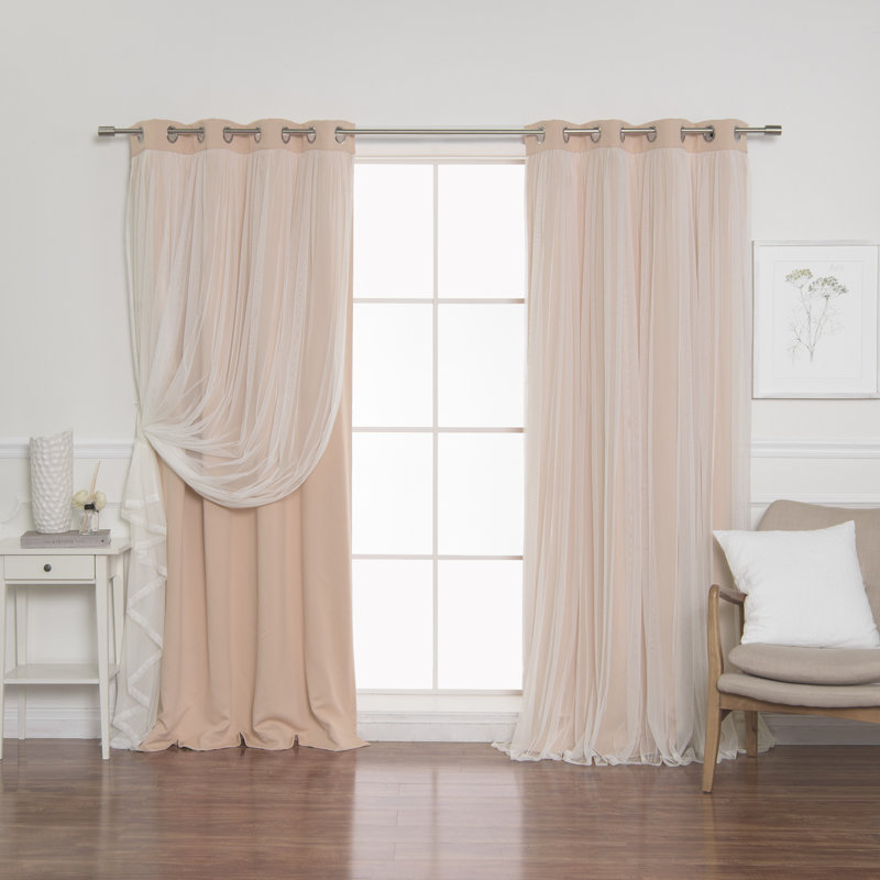 Rideau occultant en polyester Fortuna, Rose indie