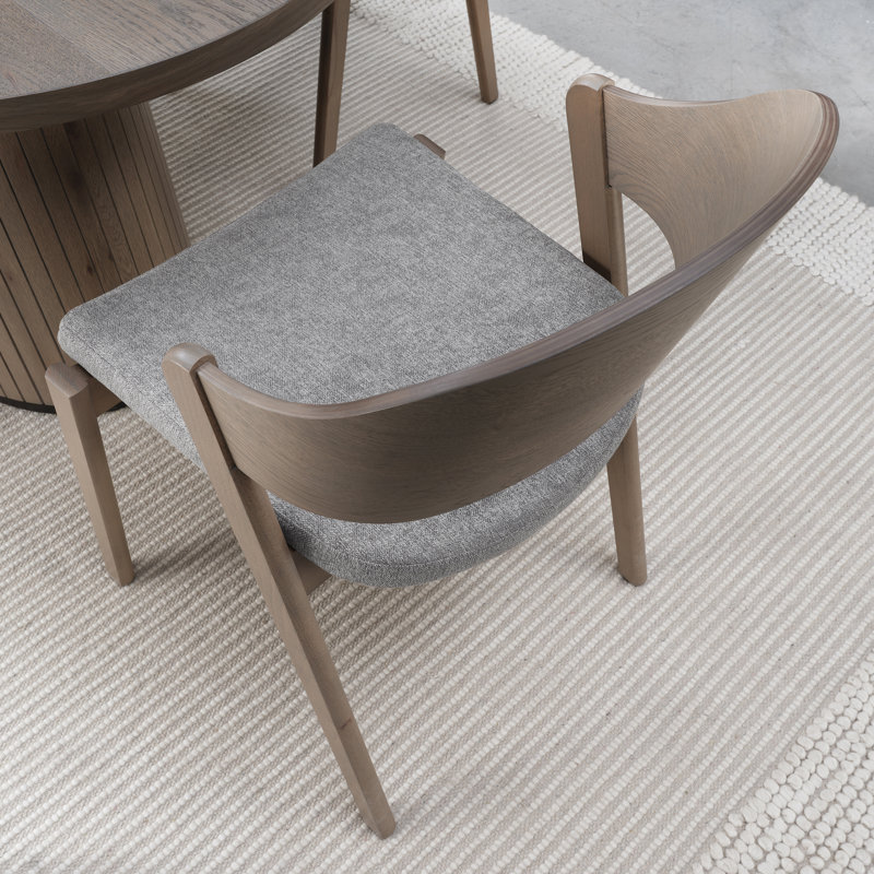 19cm H Fabric Upholstered Side Chair in Grey, Grey Wood